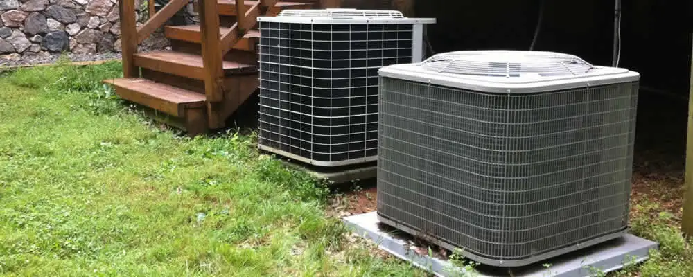 Heat pump installation and service units outside a home in Columbus, OH